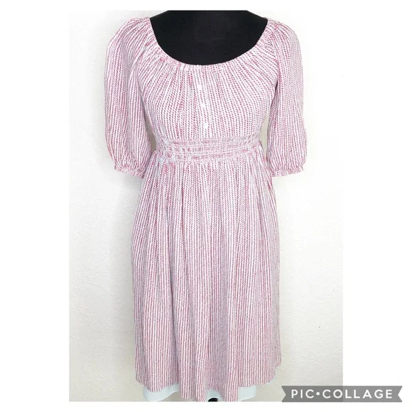 Hatch Briar sky blue red dashdot smocked waist maternity dress size 2 or Medium - Picture 2 of 16